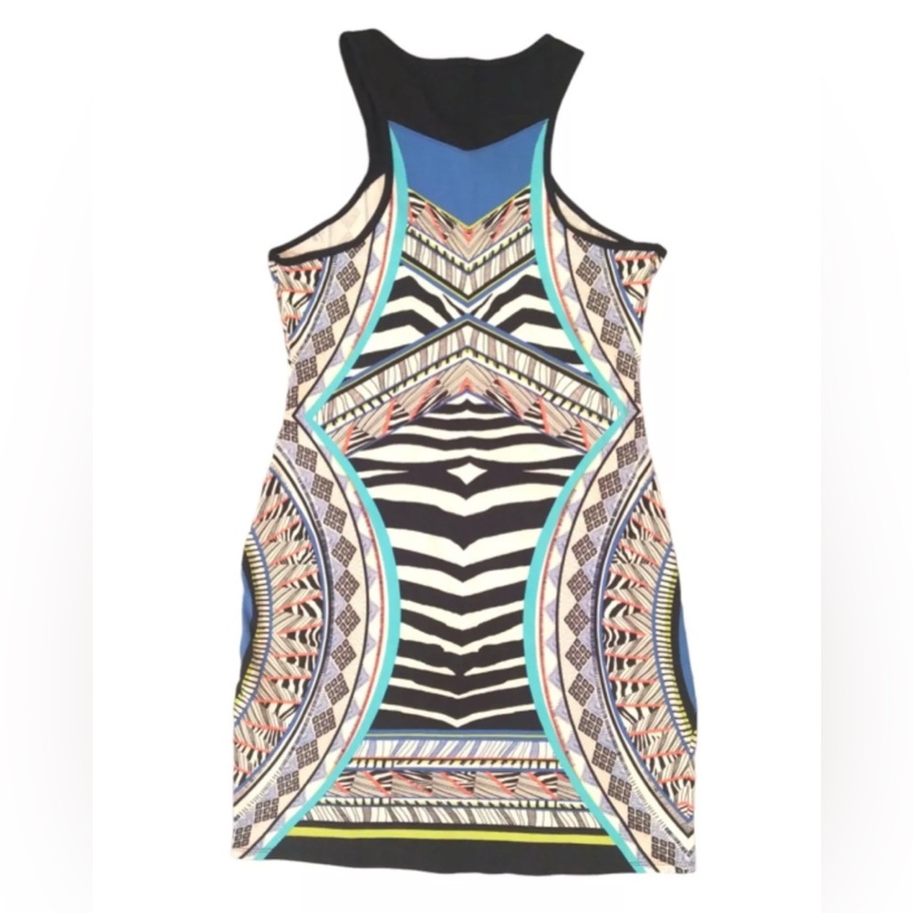 Express Blue Black Multicolor tribal zebra stripe dress - Picture 2 of 4